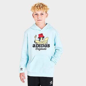 Adidas Kids&apos; Originals Treffy Trefoil Hoodie in Blue/Almost Blue Size Small Cotton/Polyester - 5808612