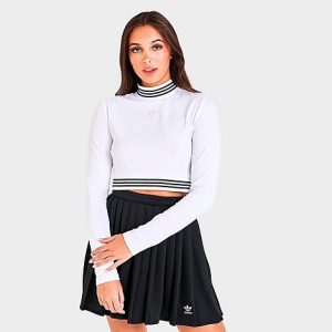 Adidas Women&apos;s Originals Cropped Long-Sleeve T-Shirt in White/White Size XL Cotton/Jersey - 5831235