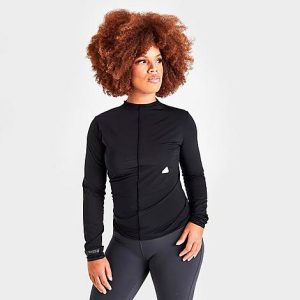 Adidas Women&apos;s Sportswear Long-Sleeve T-Shirt in Black/Black Size XL Polyamide - 5834496