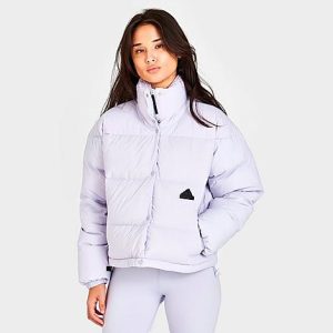 Adidas Women&apos;s Puffer Jacket in Pink/Silver Dawn Size XL Nylon/Taffeta - 5834219