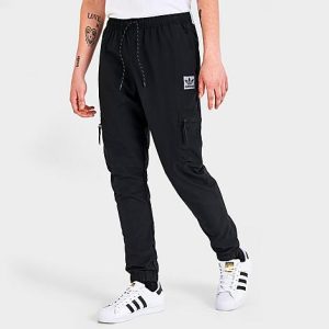 Adidas Men&apos;s Originals ID96 Cargo Jogger Pants in Black/Black Size 2XL 100% Polyester - 5817324