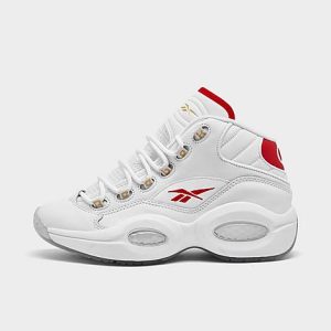 Reebok Big Kids&apos; Question Mid Casual Shoes in Red/White/White Size 6.0 Leather - 3165328