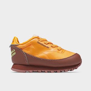 Reebok Kids&apos; Toddler x Animal Observatory Classic Leather Stretch Lace Casual Shoes in Brown/Yellow/Boulder Brown Size 8.0 - 3542093