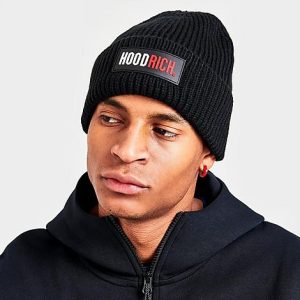 Hoodrich OG Splitter Beanie Hat in Black/Black Acrylic/Knit - 8205775