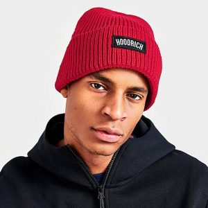 Hoodrich OG Core Woven Badge Beanie Hat in Red/Red Acrylic/Knit - 8206120