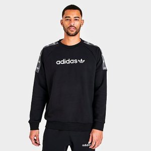 Adidas Men&apos;s Originals Tape Fleece Crewneck Sweatshirt in Black/Black Size 2XL Cotton/Polyester/Fleece - 5842426