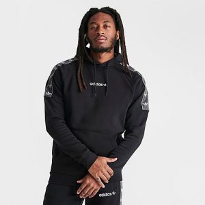 Adidas Men&apos;s Originals Tape Fleece Hoodie in Black/Black Size 2XL Cotton/Polyester/Fleece - 5831295
