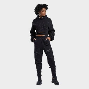 Reebok Women&apos;s Classics Cardi B Knit Hoodie in Black/Black Size Small Cotton/Polyester/Fleece - 5796140