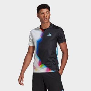 Adidas Men&apos;s Tennis WC T-Shirt in Black/White/White Size 2XL Polyester/Knit/Plastic - 5888393