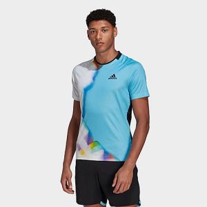 Adidas Men&apos;s Tennis WC T-Shirt in Blue/White/White Size XL Polyester/Knit/Plastic - 5888386