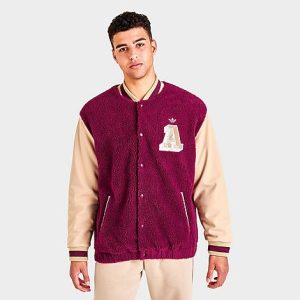 Adidas Men&apos;s Originals Varsity Jacket in Red/Legacy Burgundy Size 2XL Polyester/Fleece/Taffeta - 5828191