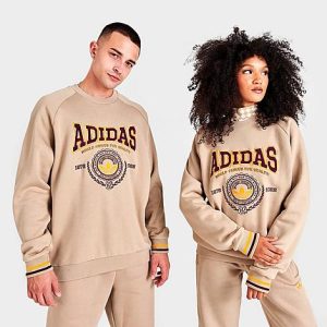 Adidas Originals Varsity Crewneck Sweatshirt in Beige/Magic Beige Size XL Cotton/Polyester/Fleece - 5828150