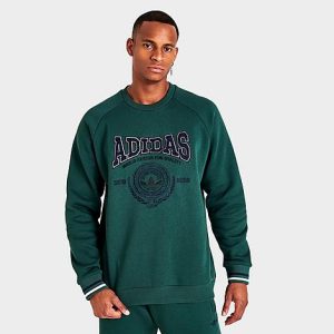 Adidas Originals Varsity Crewneck Sweatshirt in Green/Mineral Green Size XL Cotton/Polyester/Fleece - 5828180