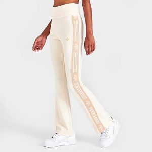 Adidas Women&apos;s Originals Ski Chic Flared Rib Leggings in Off-White/Wonder White Size XL Cotton/Polyester/Knit - 5850121
