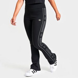 Adidas Women&apos;s Originals Ski Chic Flared Rib Leggings in Black/Black Size Medium Cotton/Polyester/Knit - 5850124