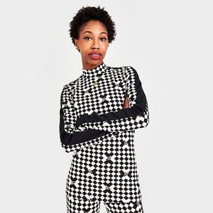 Adidas Women&apos;s Originals Ski Chic Allover Print Long-Sleeve T-Shirt in Black/White/Black Size XL Cotton/Jersey - 5850131