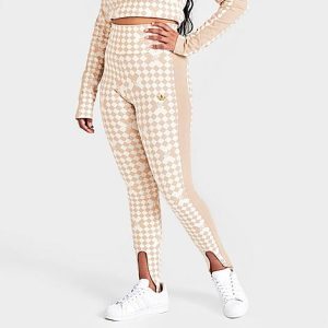 Adidas Women&apos;s Originals Ski Chic Allover Print Stirrup Leggings in Beige/Wonder White Size XL Cotton/Jersey - 5850146