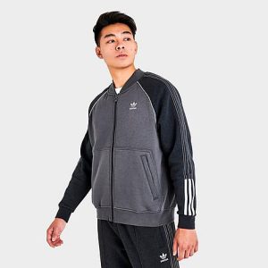 Adidas Men&apos;s Originals SST Fleece Track Top in Grey/Grey Size 2XL Cotton/Polyester/Fleece - 5846012