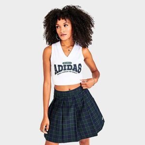 Adidas Women&apos;s Originals Basketball Originals Class Of &apos;72 Cropped V-Neck Top in White/White Size XL 100% Cotton - 5826793