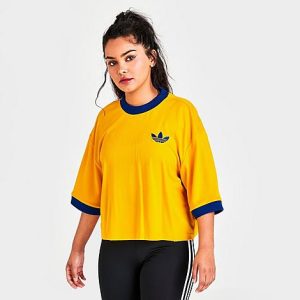 Adidas Women&apos;s Originals Adicolor Heritage Now Oversized T-Shirt in Yellow/Bold Gold Size XL Cotton - 5842597