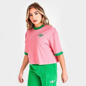 Adidas Women&apos;s Originals Adicolor Heritage Now Oversized T-Shirt in Pink/Super Pop Size Medium Cotton - 5842600