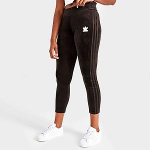 Adidas Women&apos;s Originals Velour Leggings in Brown/Dark Brown Size XL Polyester/Velvet/Velour - 5840110