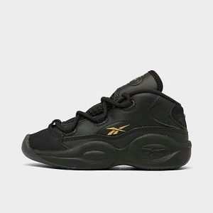 Reebok Kids&apos; Toddler Question Mid Basketball Shoes in Black/Core Black Size 10.0 Leather - 3224935