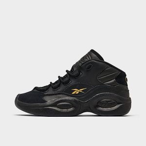 Reebok Little Kids&apos; Question Mid Basketball Shoes in Black/Core Black Size 12.0 Leather - 3224914