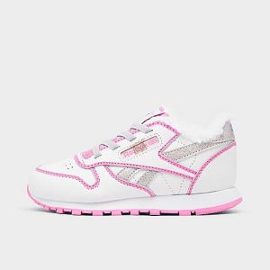 Reebok Girls&apos; Toddler Peppa Pig Classic Leather Casual Shoes in Pink/White/White Size 6.0 Leather/Wool - 3225079