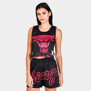 Mitchell And Ness Women&apos;s Chicago Bulls Big Face 4.0 Tank Top in Black/Black Size Medium 100% Polyester - 5868863