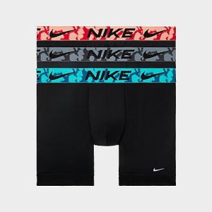 Nike Men&apos;s Dri-FIT Essential Microfiber Boxer Briefs (3-Pack) in Black/Multi-Color Size 2XL Polyester/Microfiber - 8204534