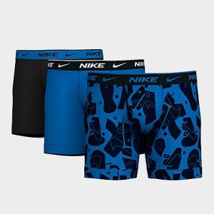 Nike Men&apos;s Stretch Boxer Briefs (3-Pack) in Blue/Black/Abstract Swoosh Print Size XL Cotton - 8206487