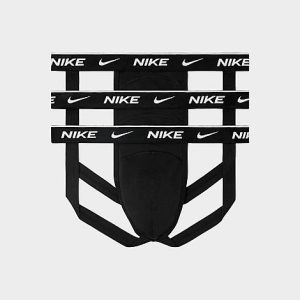 Nike Men&apos;s Essential Stretch Jockstrap (3-Pack) in Black/Black Size XL Cotton - 8204550