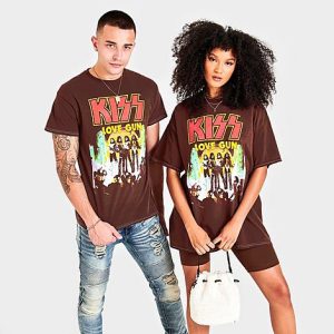 Graphic Tees KISS Graphic Band T-Shirt in Brown/Chocolate Brown Size 2XL Cotton - 5884031