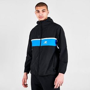New Balance Men&apos;s Athletics Amplified Windbreaker Jacket in Black/Black Size XL 100% Nylon - 5787644