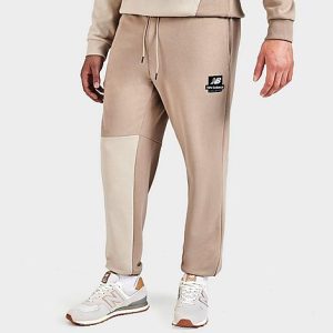 New Balance Men&apos;s Athletics Renew Askew Sweatpants in Beige/Khaki Size Large 100% Cotton - 5787638