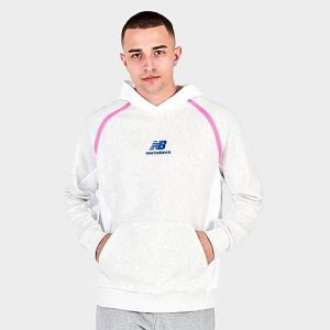 New Balance Men&apos;s Athletics Amplified Hoodie in Grey/Sea Salt Heather Size 2XL 100% Cotton - 5787660