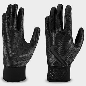 Nike Alpha Baseball Batting Gloves in Black/Black Size XL Leather - 8207441