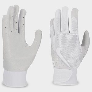 Nike Alpha Baseball Batting Gloves in White/White Size Medium Leather - 8207447