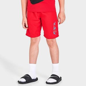 Nike Boys&apos; Little Kids&apos; Shark Logo 6-Inch Swim Trunks in Red/University Red Size 7 100% Polyester - 5798587