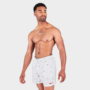 Nike Men&apos;s Swoosh All-Over Print 5-Inch Swim Shorts in White/White Size 2XL - 5811510
