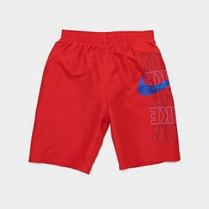 Nike Boys&apos; Block Logo Breaker 8" Volley Swim Shorts in Red/University Red Size Large 100% Polyester - 5790107