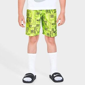 Nike Boys&apos; Little Kids&apos; Logo Mash-Up 6" Volley Swim Shorts in Green/Atomic Green Size 7 100% Polyester - 5798673