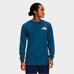 The North Face Inc Men&apos;s Box NSE Long-Sleeve T-Shirt in Blue/Shady Blue Size 2XL 100% Cotton - 5884951