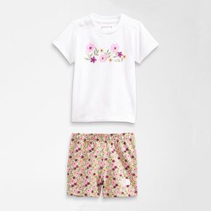 The North Face Inc Girls&apos; Toddler Floral Poppy T-Shirt and Shorts Set Size 18 M Cotton - 5781802