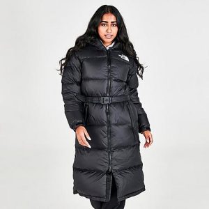 The North Face Inc Women&apos;s Nuptse Belted Long Parka Jacket in Black/ Size Large Nylon - 5726532