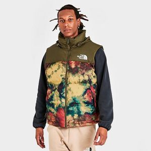 The North Face Inc Men&apos;s 1996 Retro Nuptse Vest in Green/Tan Size XL 100% Nylon - 5822629