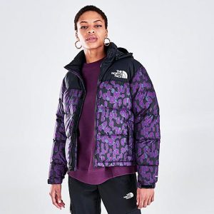 The North Face Inc Women&apos;s 1996 Retro Nuptse Printed Jacket in Purple/Animal Print/Gravity Purple Leopard Print Size XL Nylon - 5728949