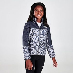 The North Face Inc Girls&apos; Printed Hydrenaline Puffer Jacket in Grey/Grey Size XL 100% Polyester - 5726594