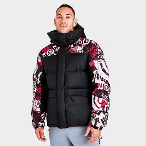 The North Face Inc Men&apos;s HMLYN Printed Down Parka Jacket in Black/Himalayan Print Size 2XL - 5822675